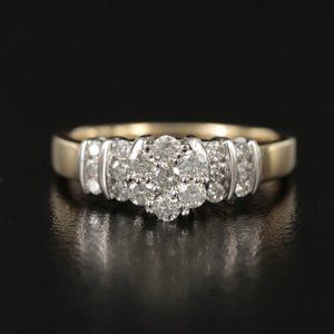 10K Vintage .50 Diamond Flower Cluster Ring